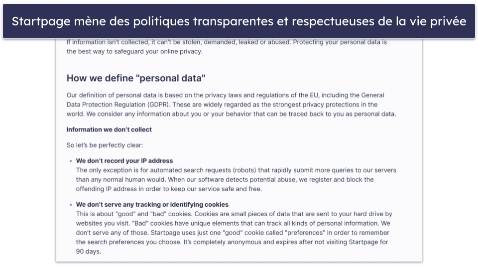 🥈2. Startpage — Le moteur de recherche privé le plus pratique (Anonymise les recherches Google sans enregistrer de données personnelles)