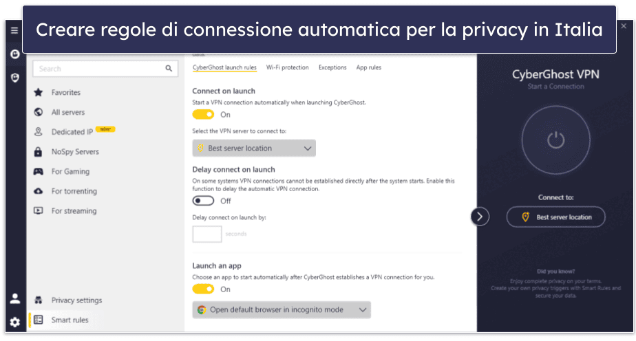🥉3. CyberGhost VPN: server dedicati, per le piattaforme di streaming italiane