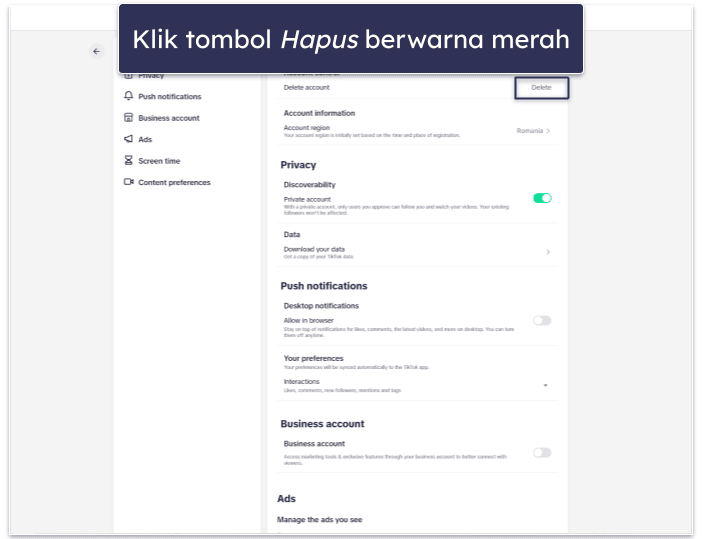 Cara Hapus Akun TikTok