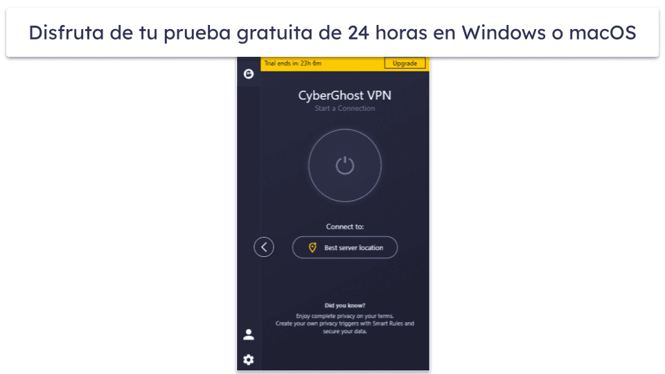 Cómo solicitar la prueba gratis de CyberGhost