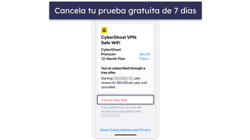 Cómo solicitar la prueba gratis de CyberGhost