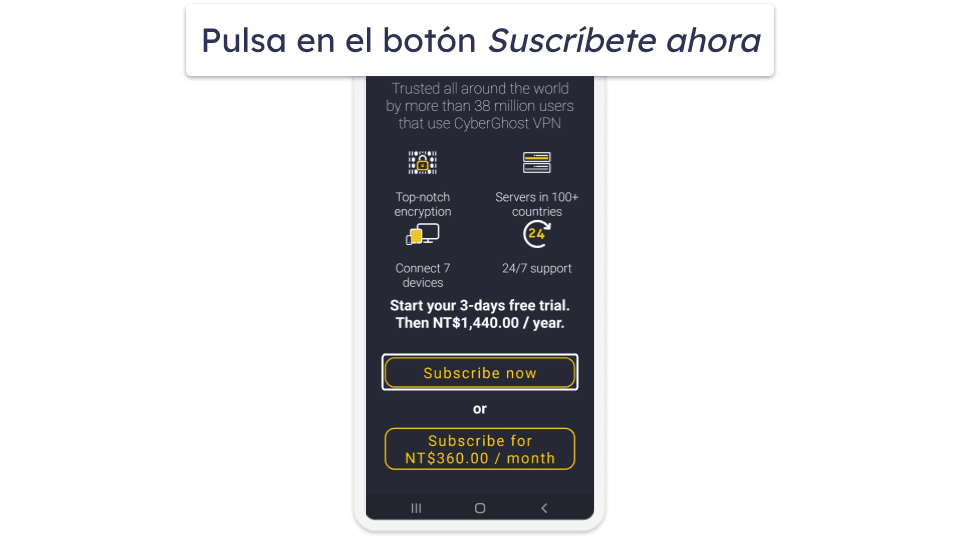 Cómo solicitar la prueba gratis de CyberGhost