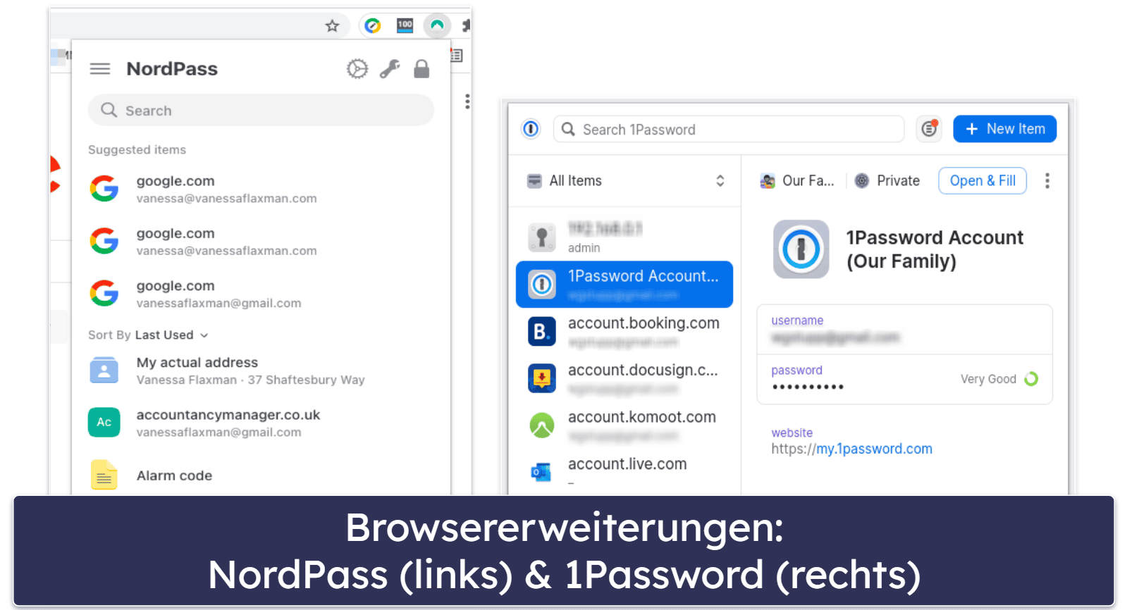 Apps &amp; Browsererweiterungen — 1Password bietet eine funktionsreiche Browsererweiterung