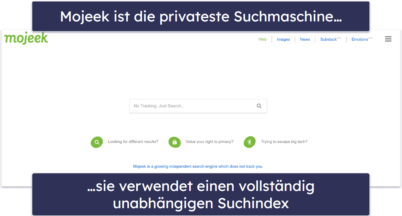 🥇1. Mojeek — Die beste sichere Suchmaschine mit anonymen Datenschutzrichtlinien
