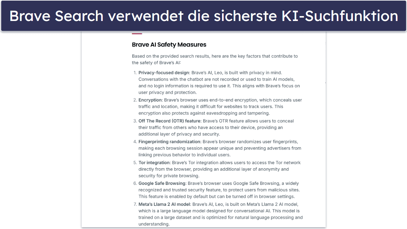 🥉3. Brave Search — Hervorragende Datenschutzrichtlinien &amp; Verwendung des eigenen Suchindex von Brave