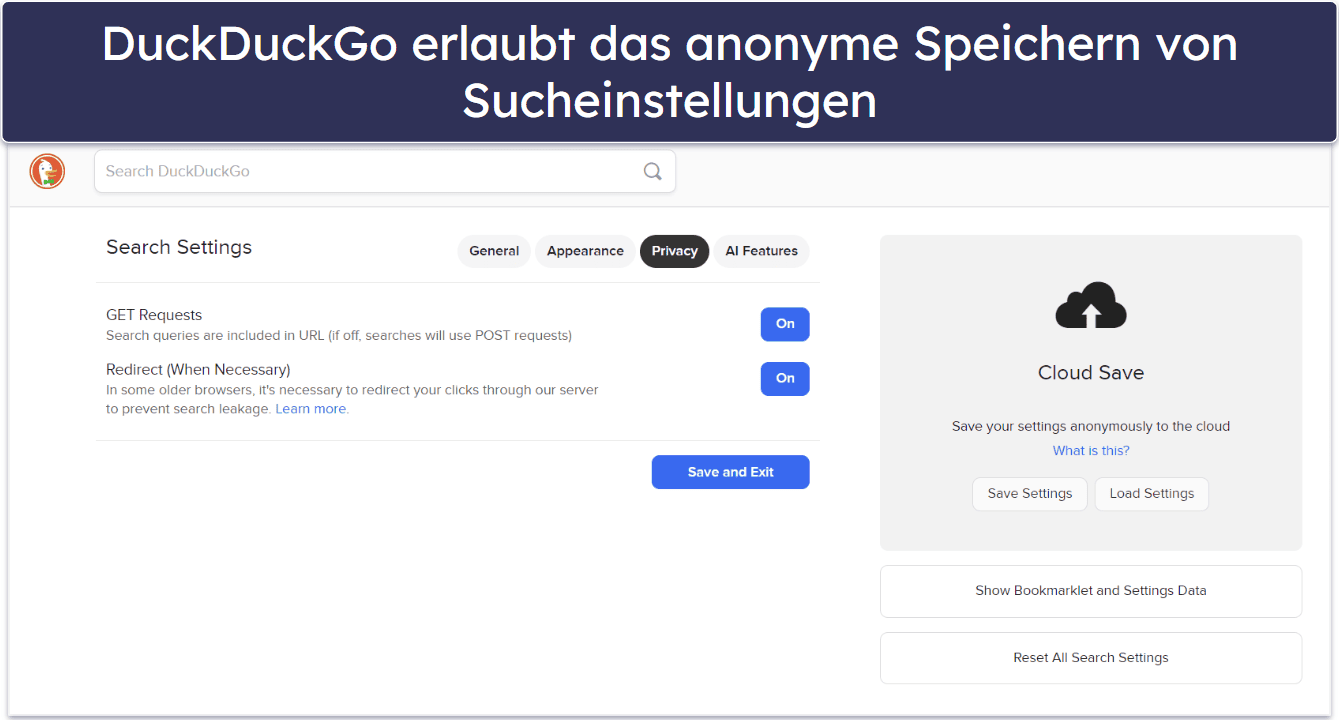 5. DuckDuckGo — Gute Richtlinien zur Datenspeicherung &amp; umfassende Datenschutztools