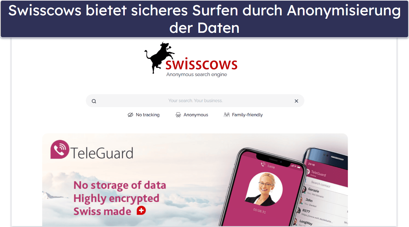 6. Swisscows — Ausgezeichnete Datenschutzfunktionen &amp; Sitz in der Schweiz