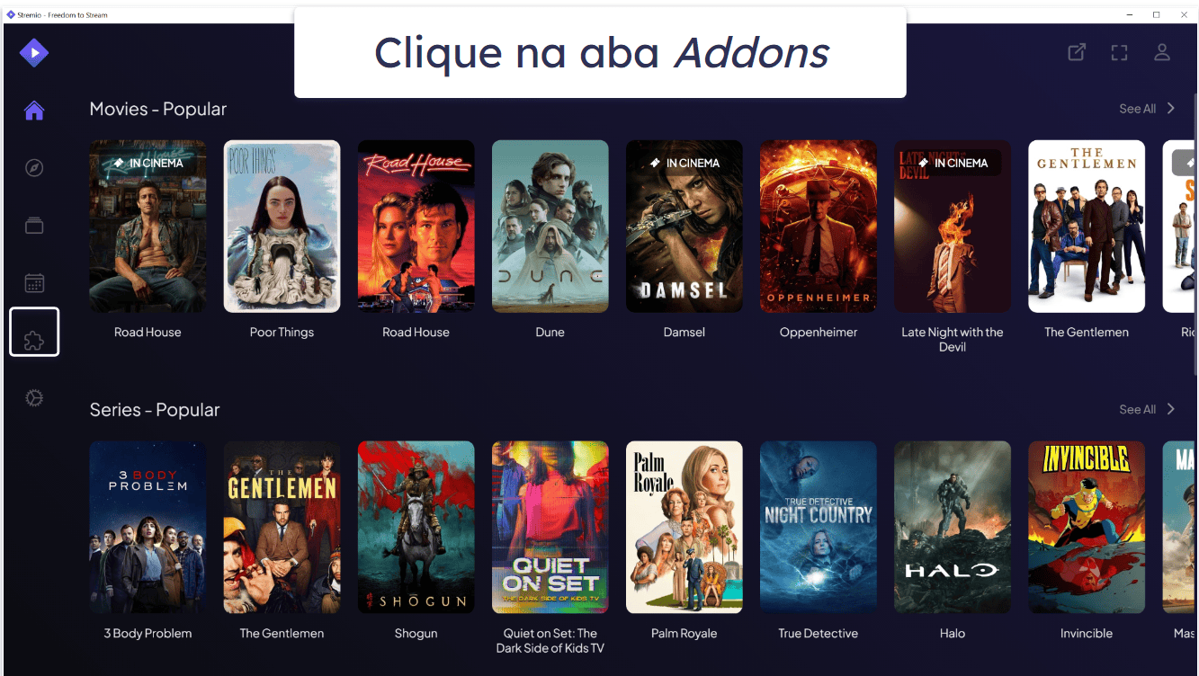 Como desinstalar os addons do Stremio