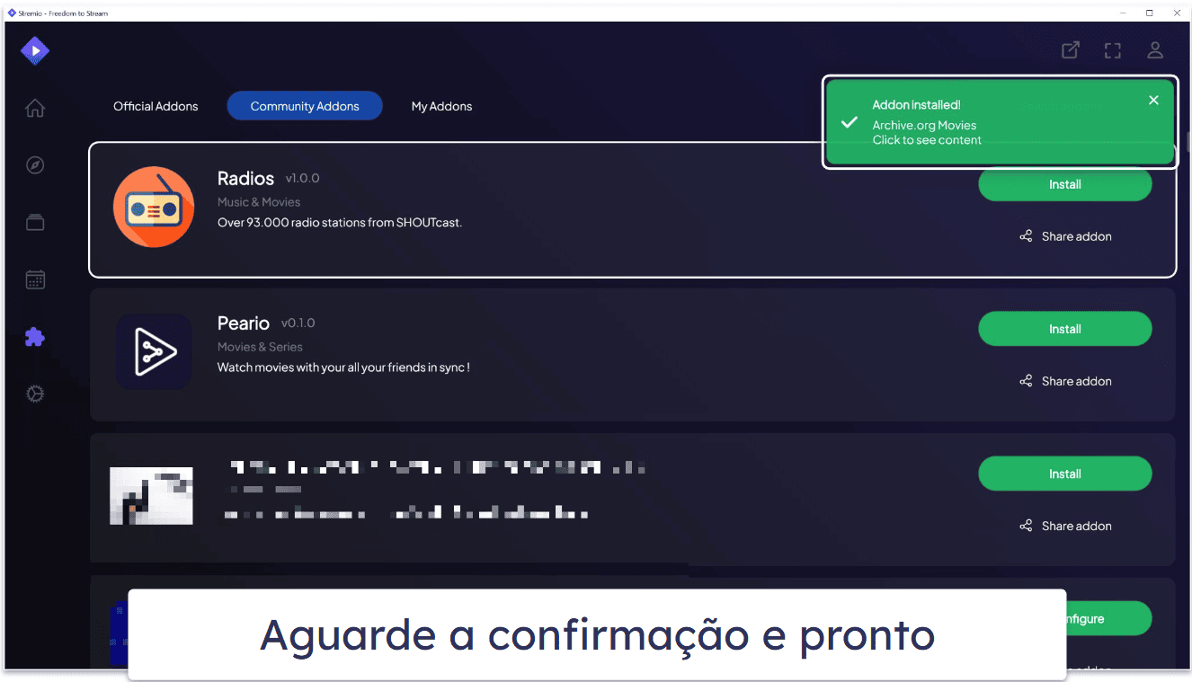 Como instalar addons do Stremio