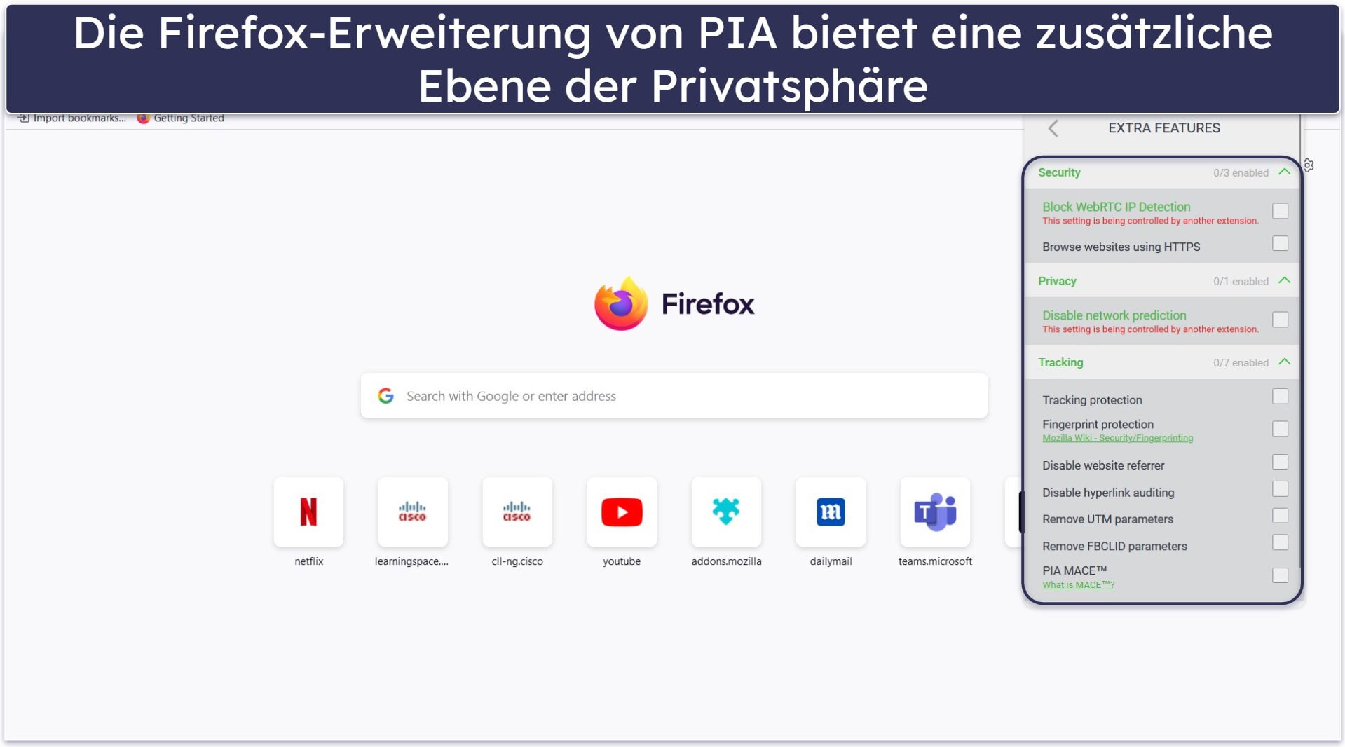 🥈2. Private Internet Access – #1 VPN Ad Blocker + Extra Privatsphäre mit Firefox Erweiterung