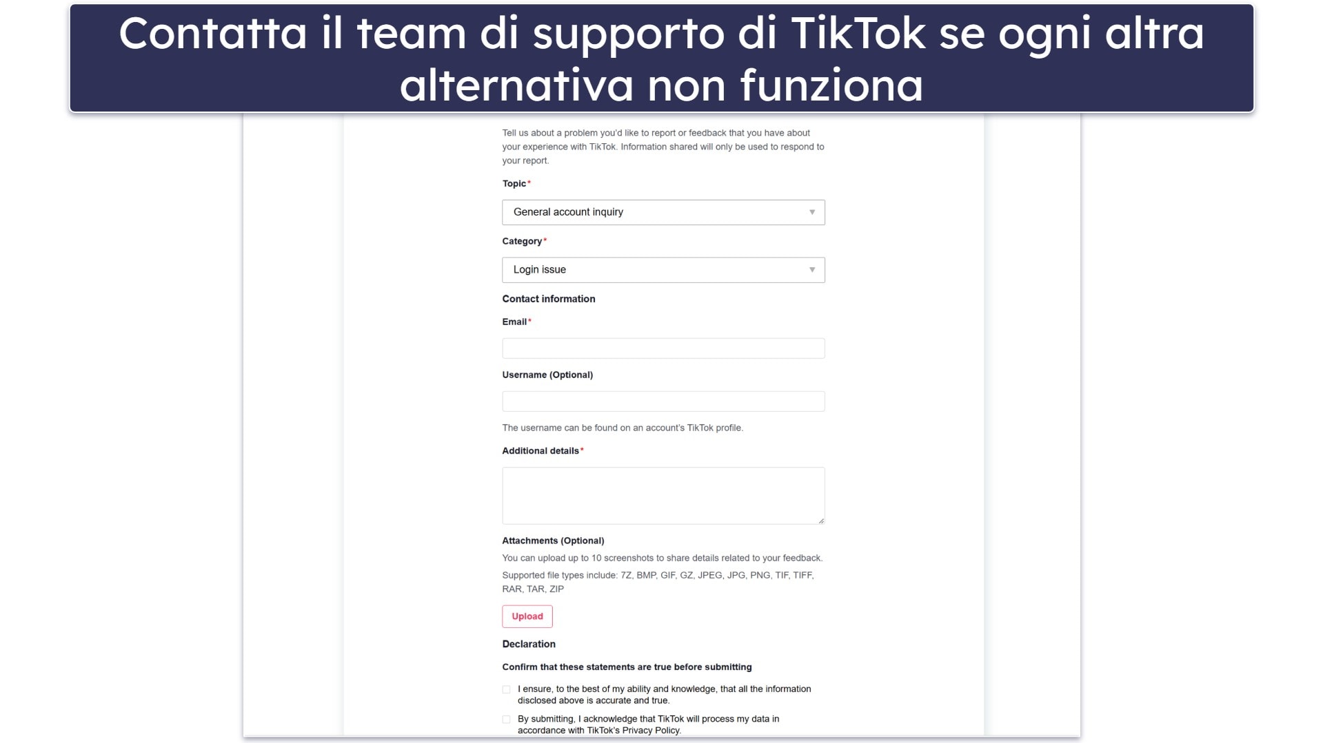 Come eliminare l’account TikTok se non hai accesso