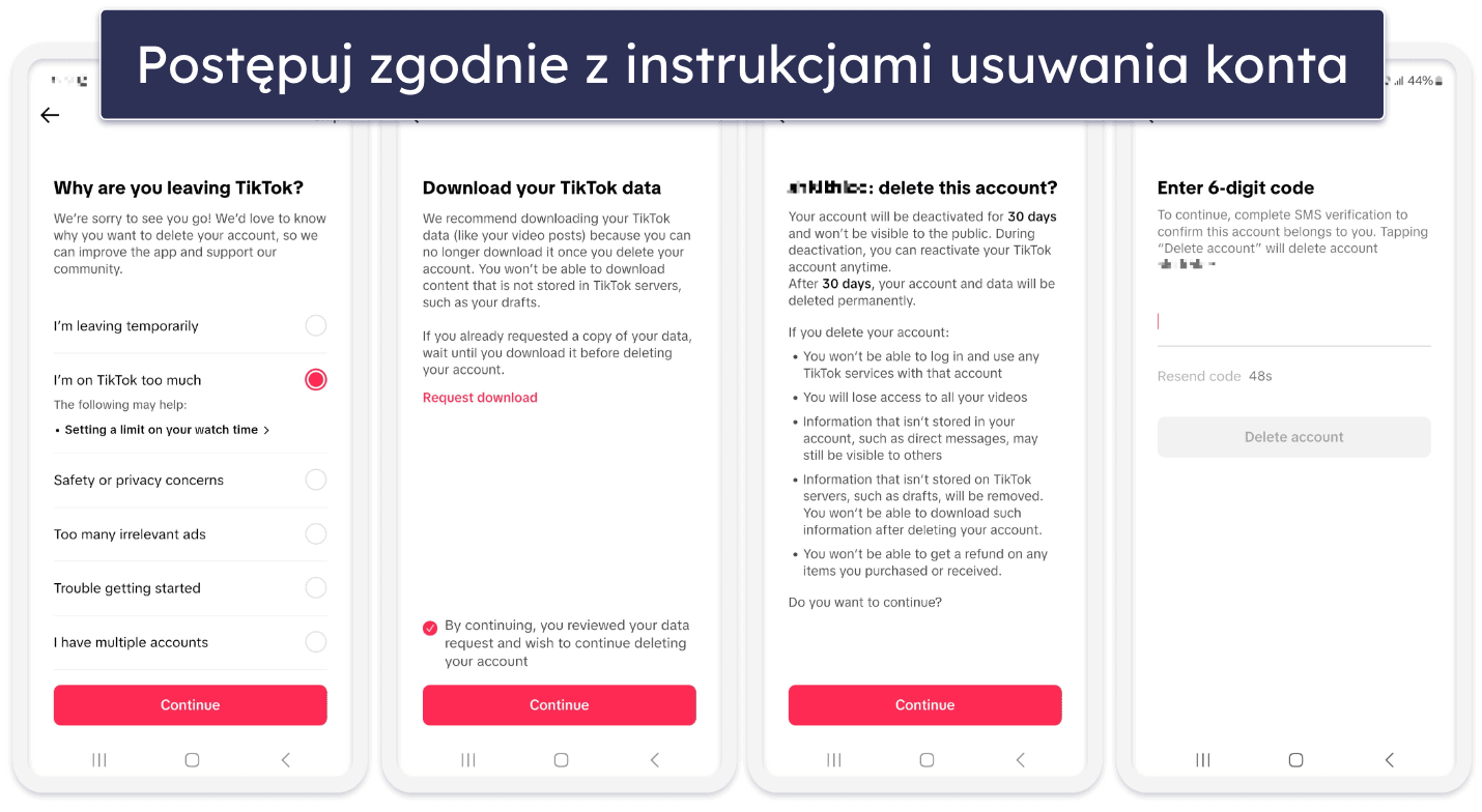 Jak usunąć konto TikTok