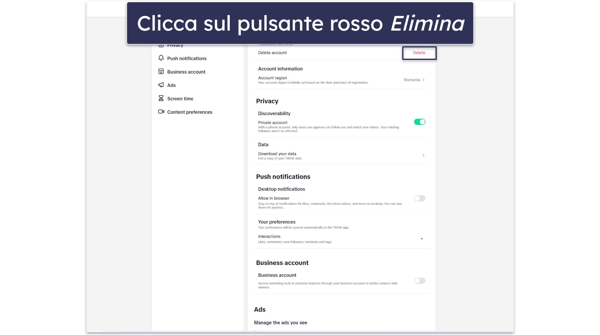 Come eliminare il tuo account TikTok