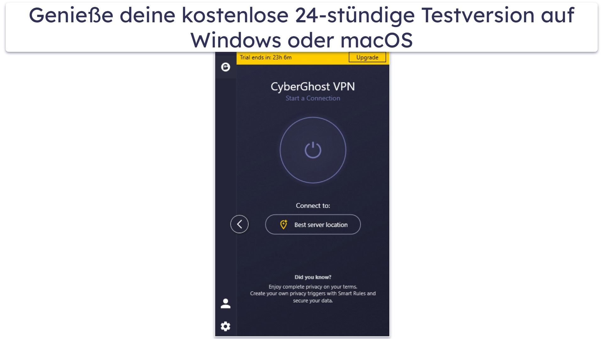 So kannst du dir die kostenlose Testversion von CyberGhost holen