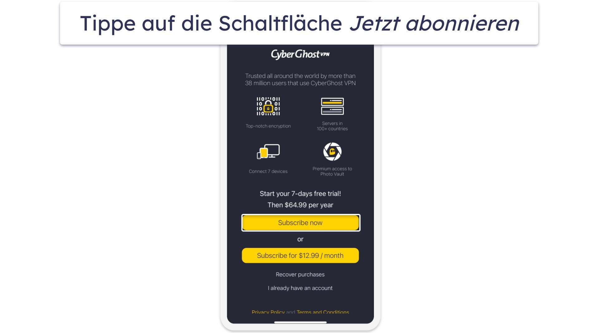 So kannst du dir die kostenlose Testversion von CyberGhost holen