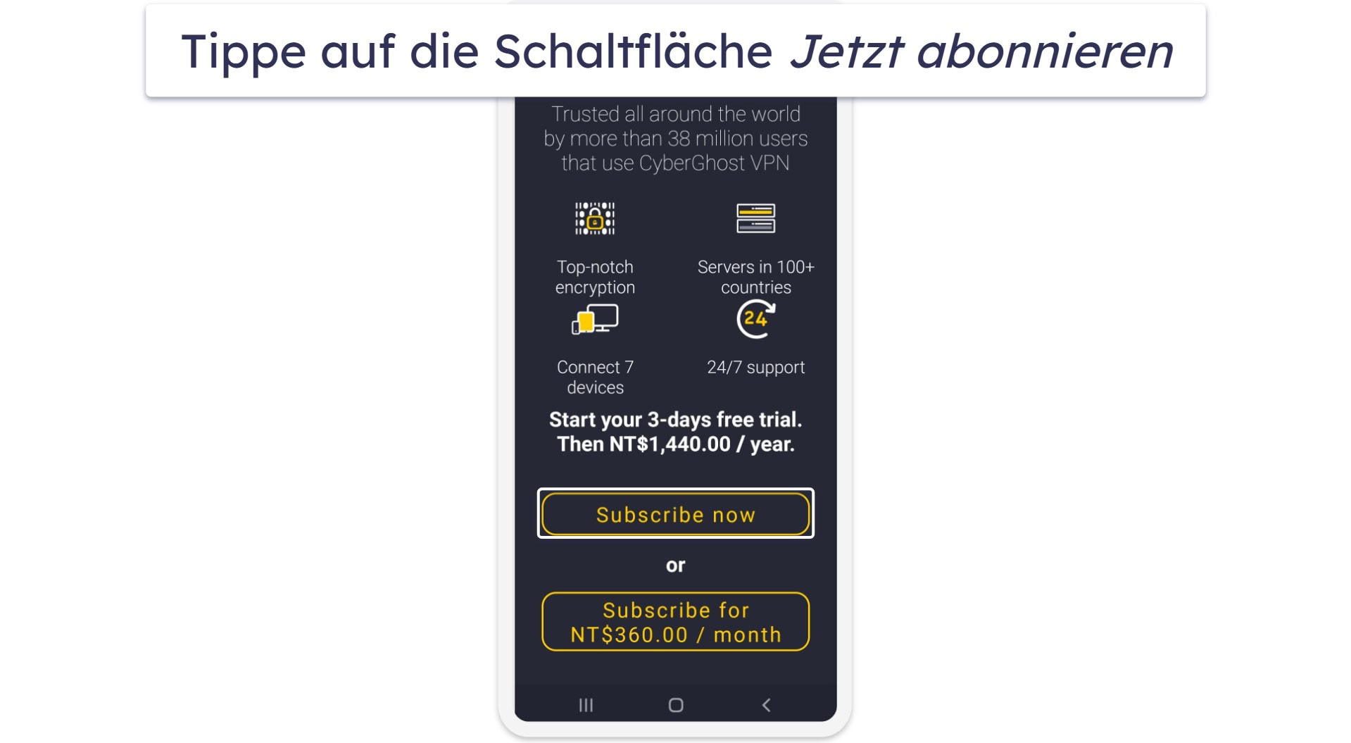 So kannst du dir die kostenlose Testversion von CyberGhost holen