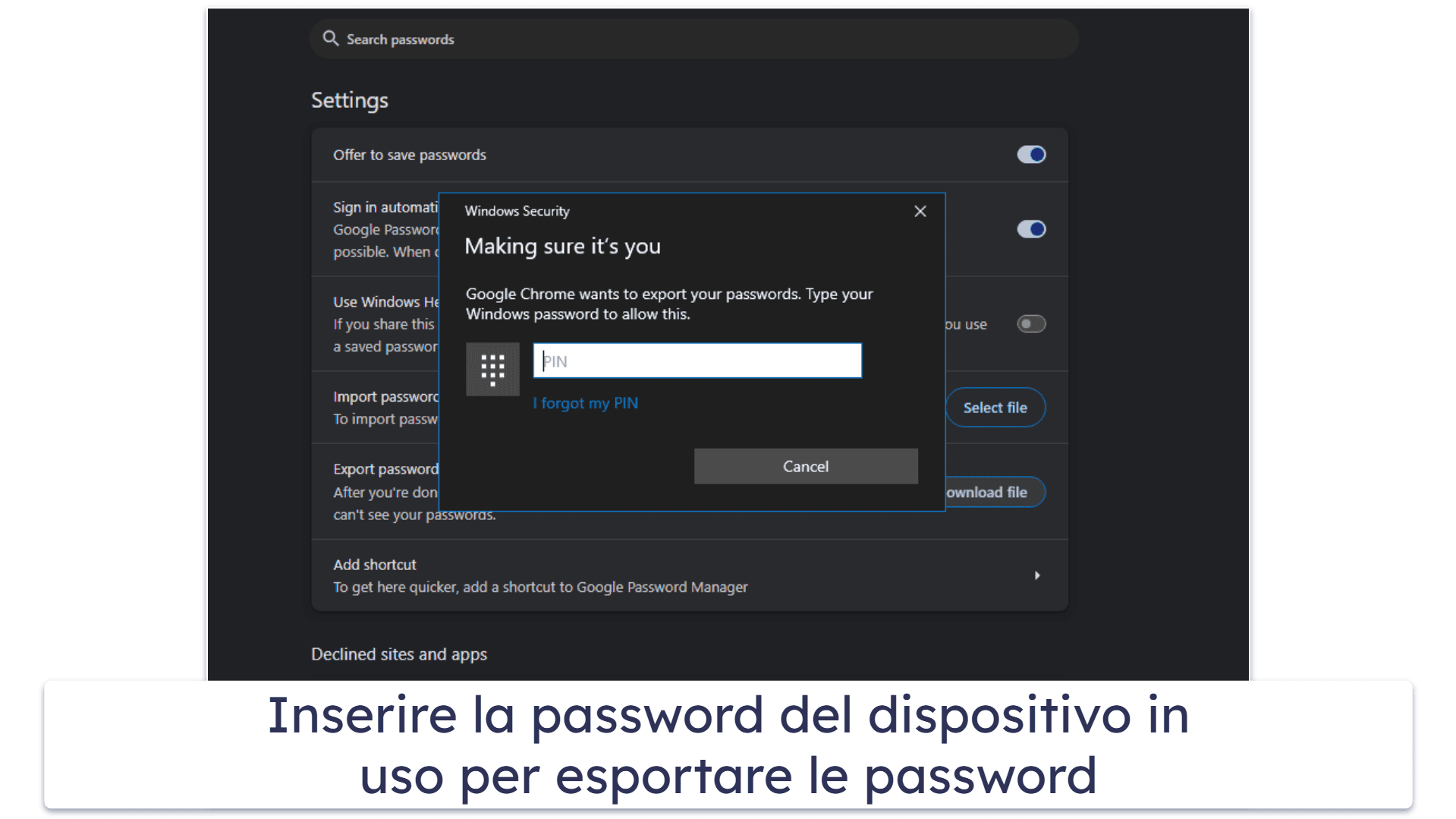 Come esportare le password di Chrome verso un gestore di password di terze parti