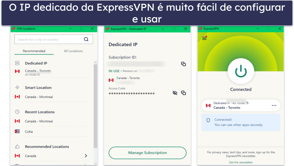 🥇1. ExpressVPN — melhor VPN geral com endereços IP dedicados