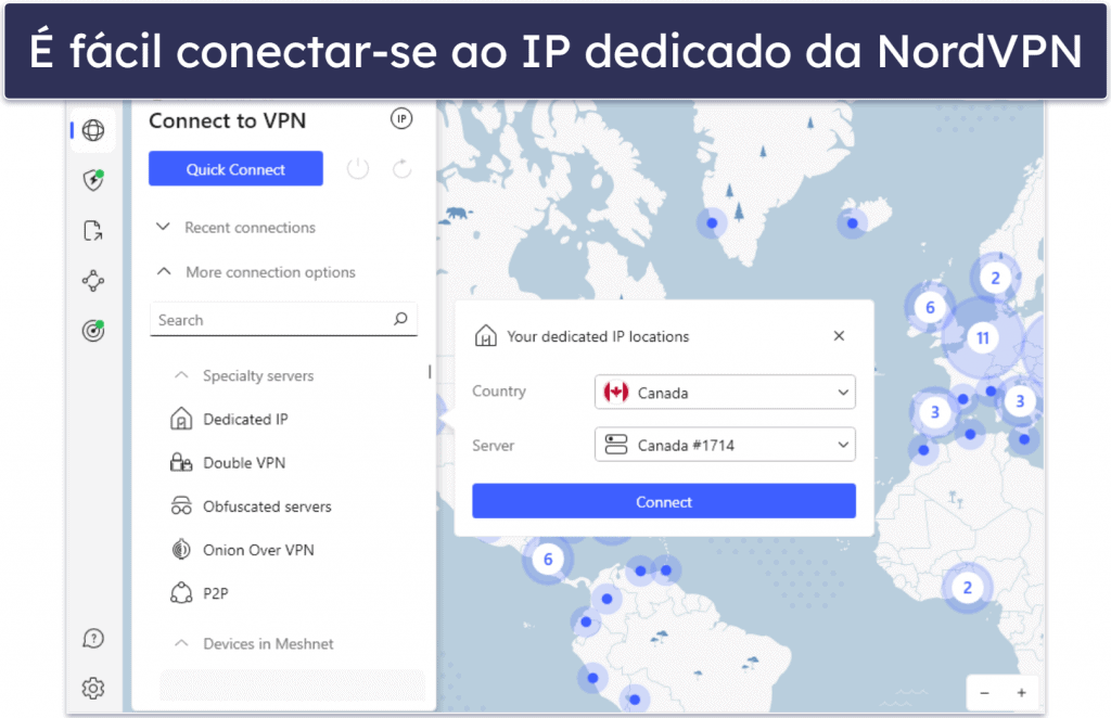 🥈2. NordVPN — possui IPs dedicados em vários países
