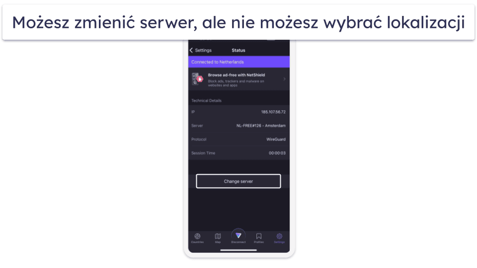 🥈2. Proton VPN — Świetny darmowy VPN dla iOS z nieograniczoną ilością danych oraz dużymi prędkościami