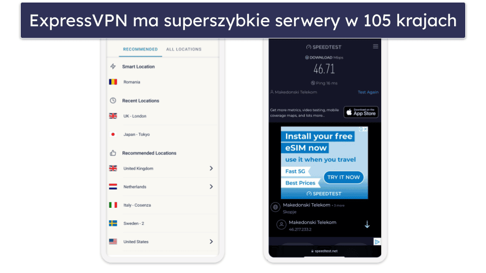 🥇1. ExpressVPN — Najlepszy VPN dla iOS w 2026