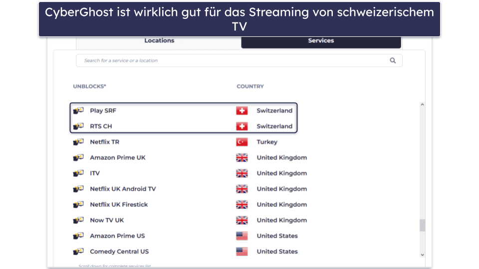 3.  CyberGhost VPN – Streaming-optimierte Server für die Schweiz