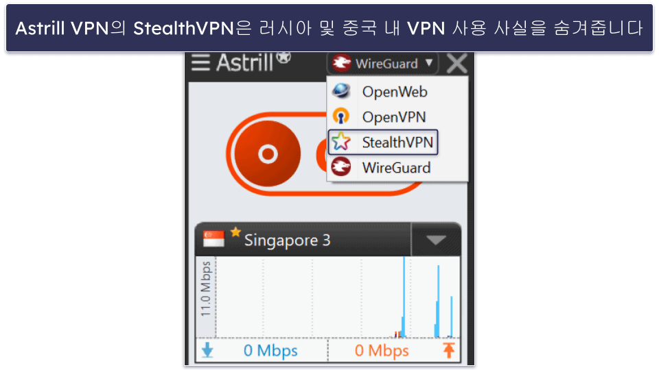 🥈2. Astrill VPN — 안전한 VPN 사용을 위한 2가지 자체 프로토콜 제공
