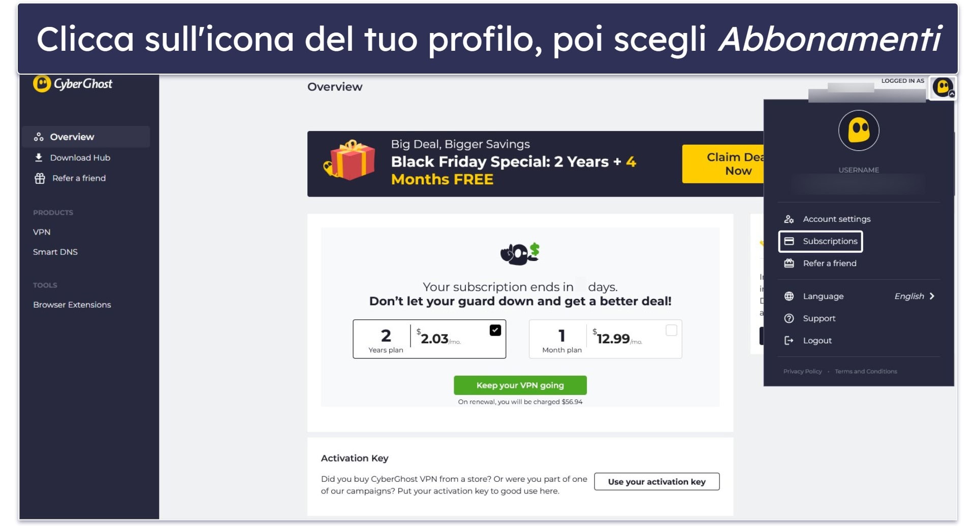 Prova CyberGhost VPN senza rischi per 45 giorni (guida passo-passo)