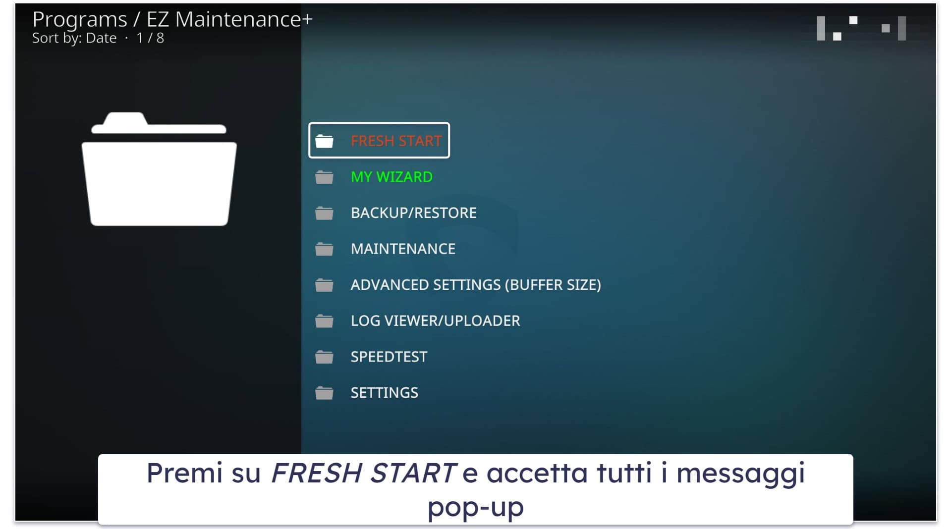Come disinstallare una build Kodi