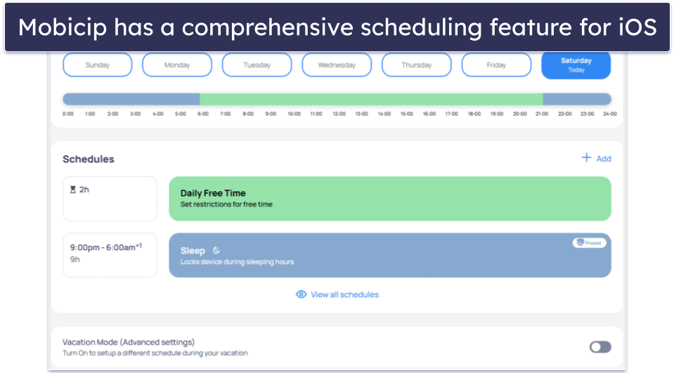 5. Mobicip — Detailed Scheduling Feature for iOS