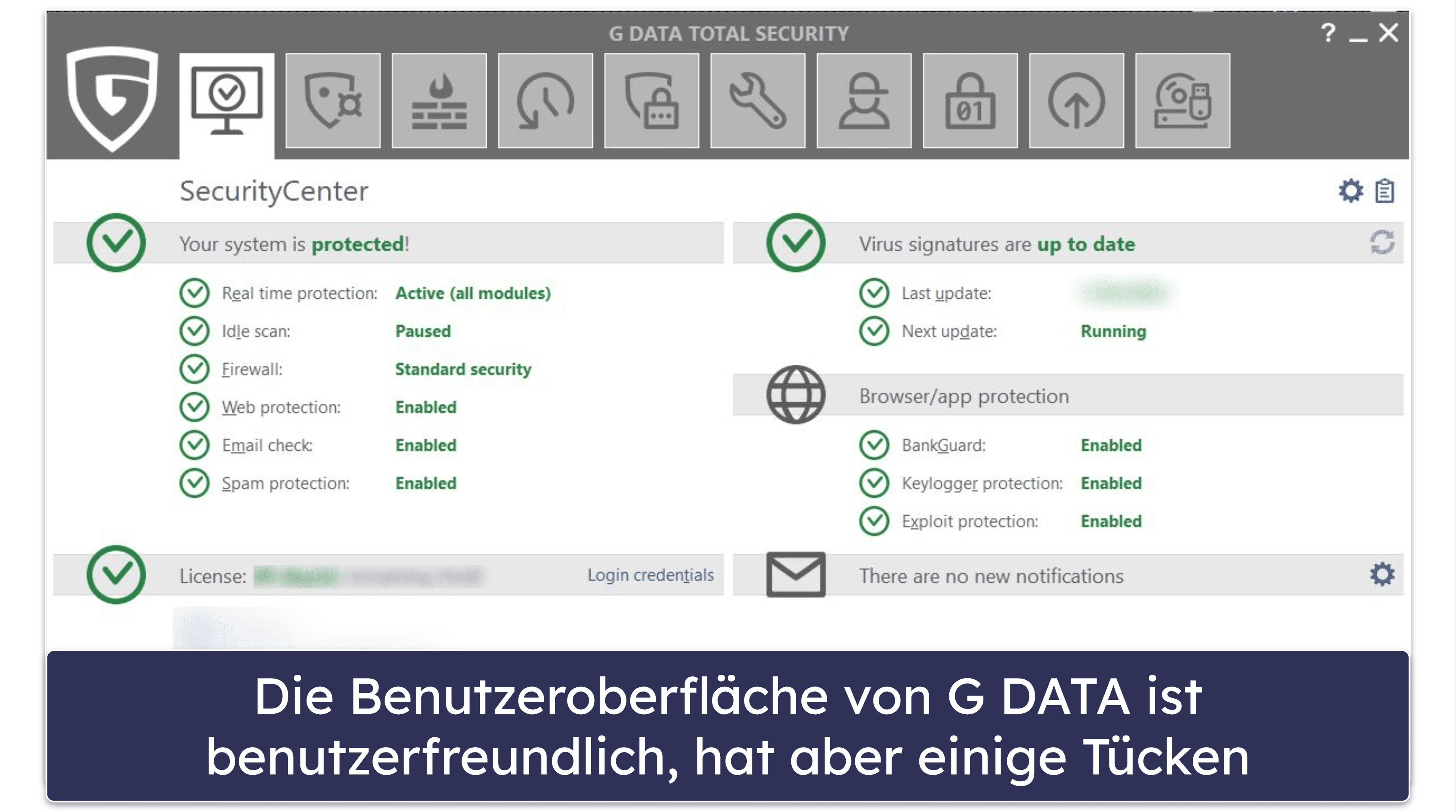 G DATA Benutzerfreundlichkeit &amp; Einrichtung – Einfach Installation, aber die Benutzeroberfläche könnte intuitiver sein