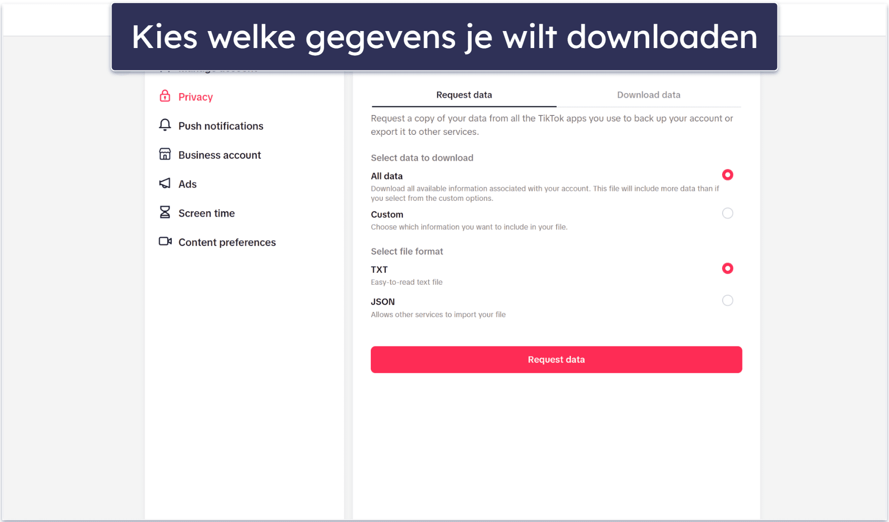 Hoe maak je een back-up van je TikTok account voordat je het verwijdert