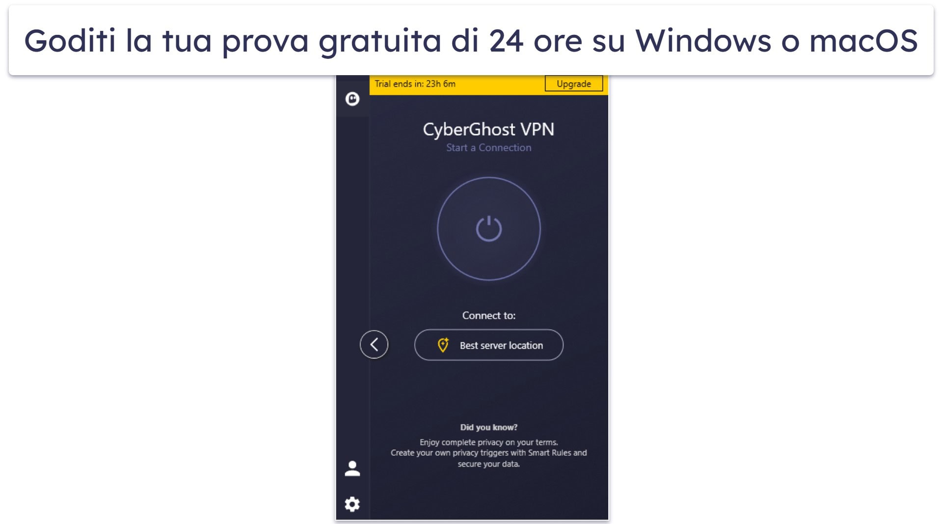Come richiedere la prova gratuita di CyberGhost
