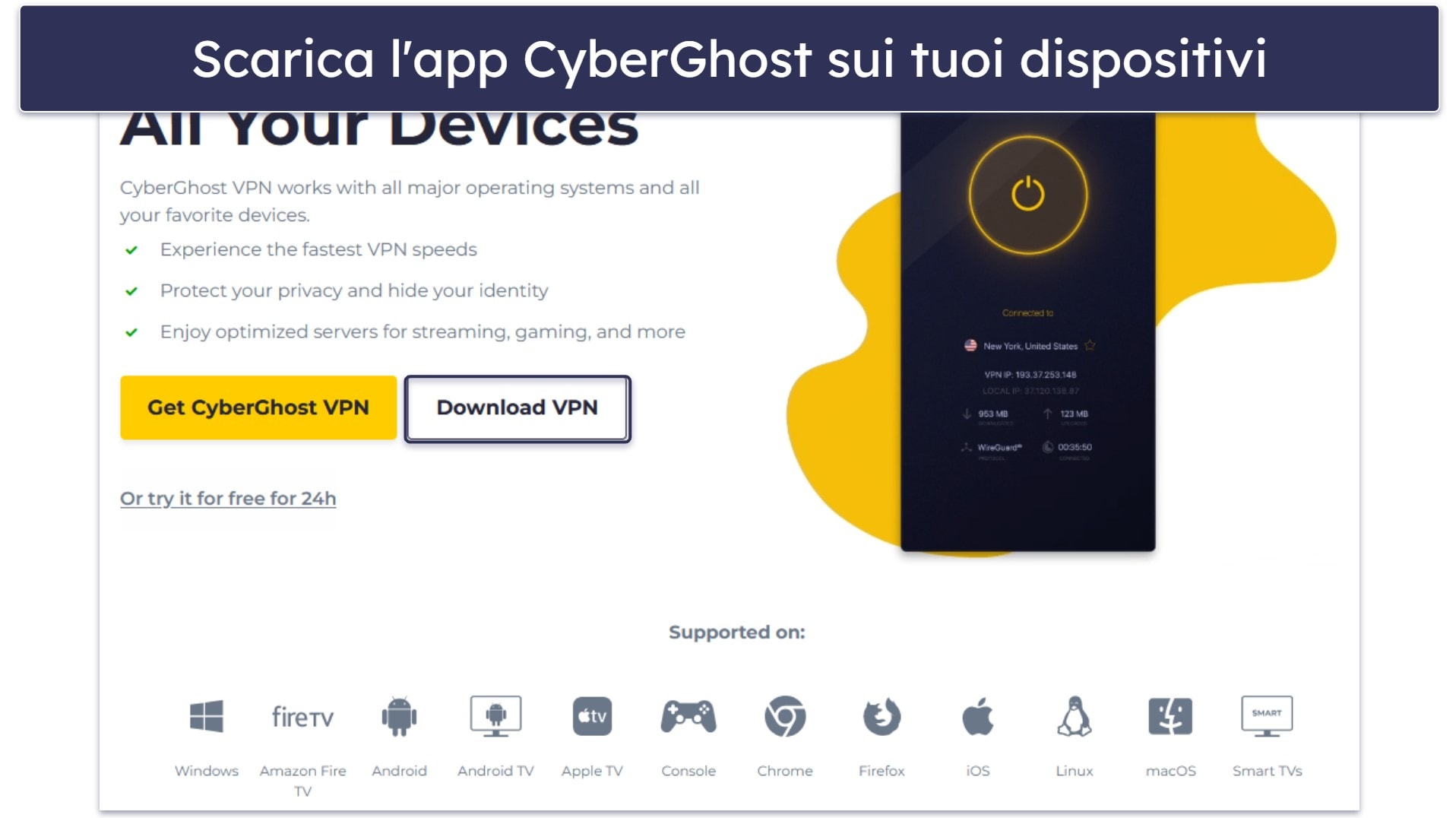 Prova CyberGhost VPN senza rischi per 45 giorni (guida passo-passo)