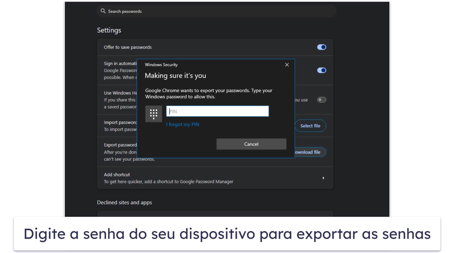 Como exportar senhas do Chrome para um gerenciador de senhas de terceiros