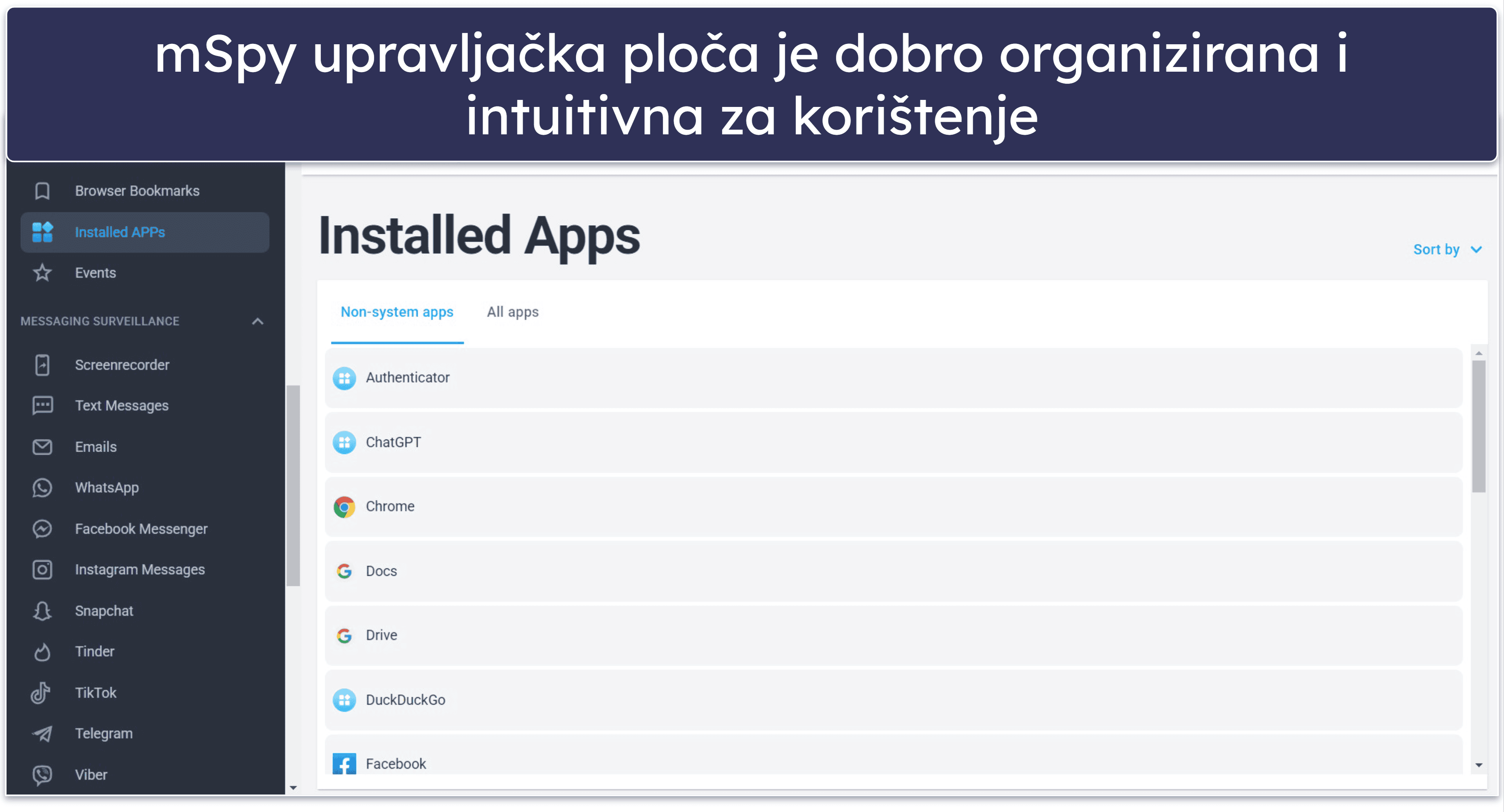 mSpy jednostavnost uporabe – intuitivno i jednostavno sučelje