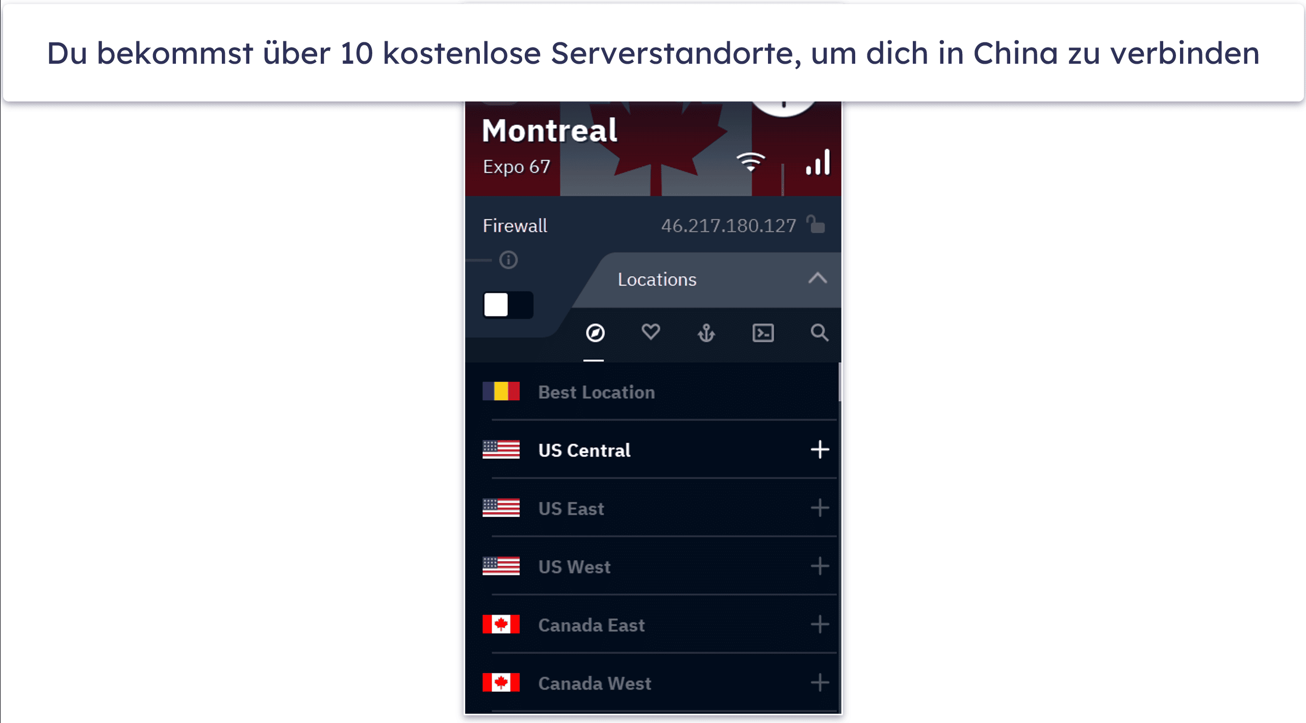 🥉3. Windscribe: Gute kostenlose Serverauswahl für China