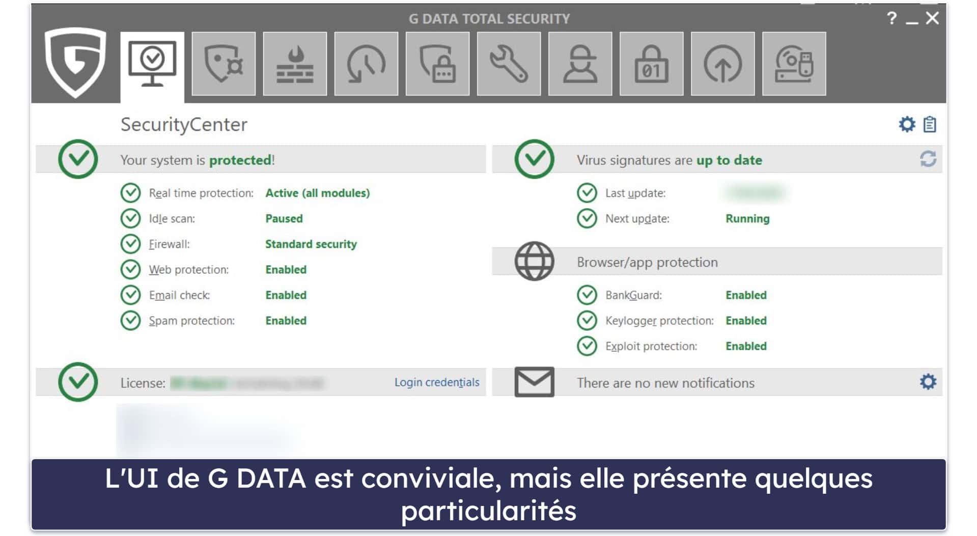 Facilité d’utilisation et d’installation de G DATA — Installation facile, mais l’interface utilisateur peut être peu intuitive