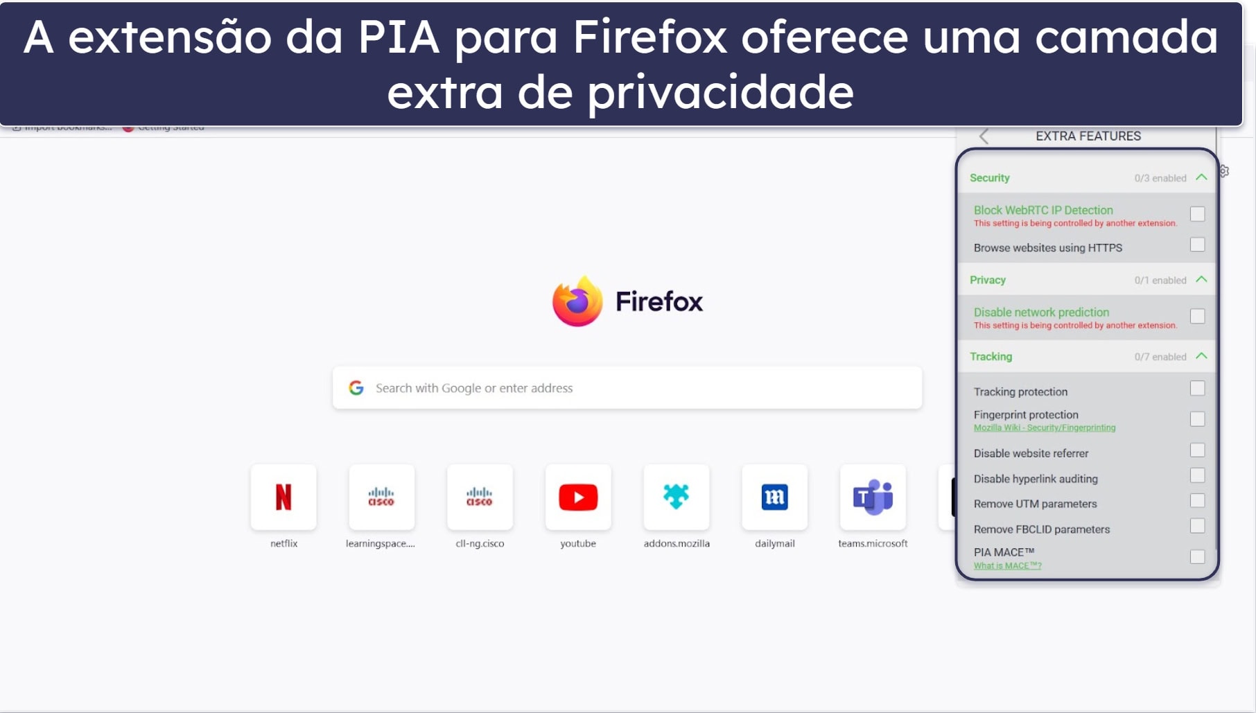 🥈2. Private Internet Access – bloqueador de anúncios VPN nº 1 + privacidade extra com a extensão para firefox