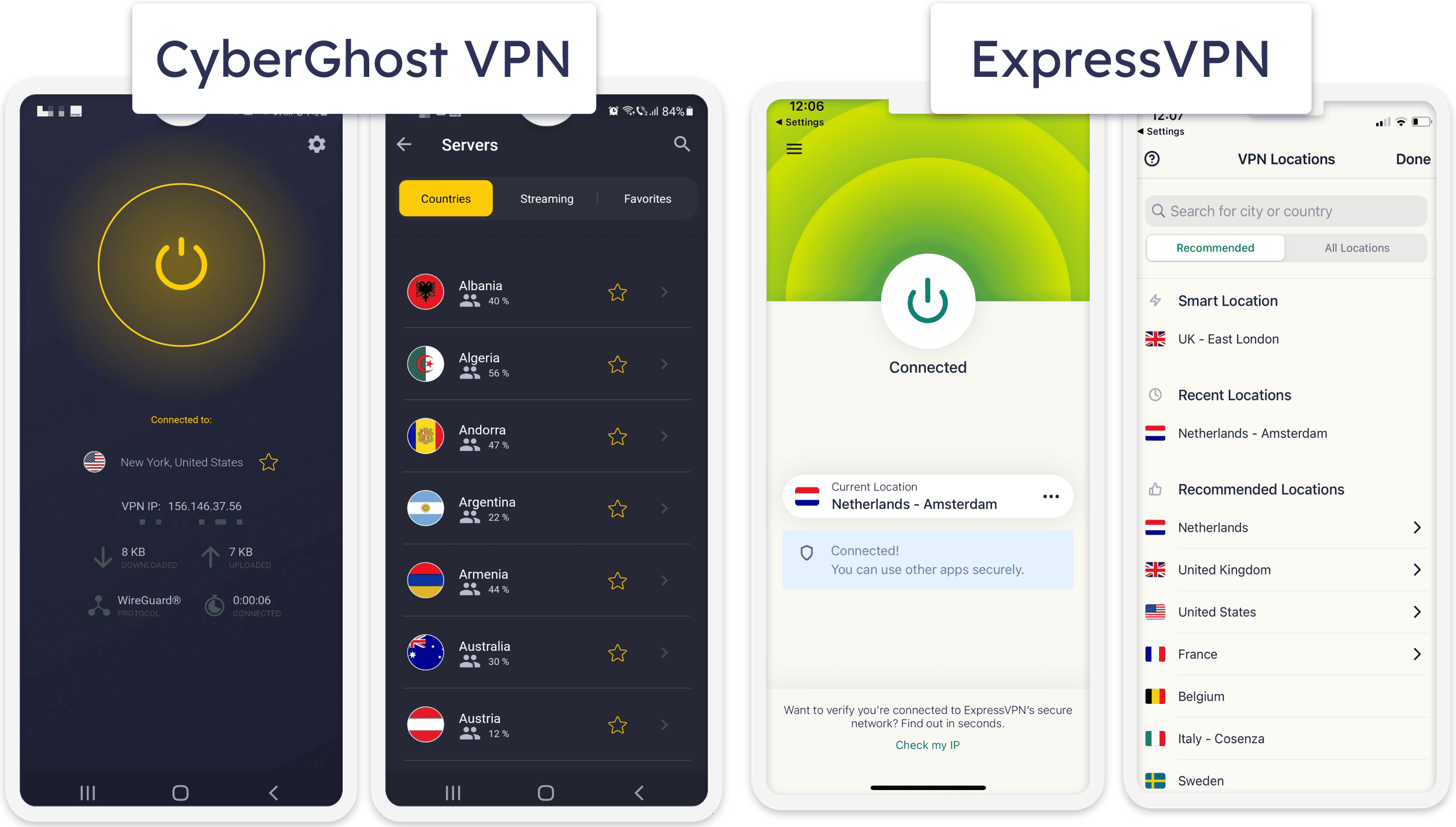 CyberGhost VPN vs ExpressVPN