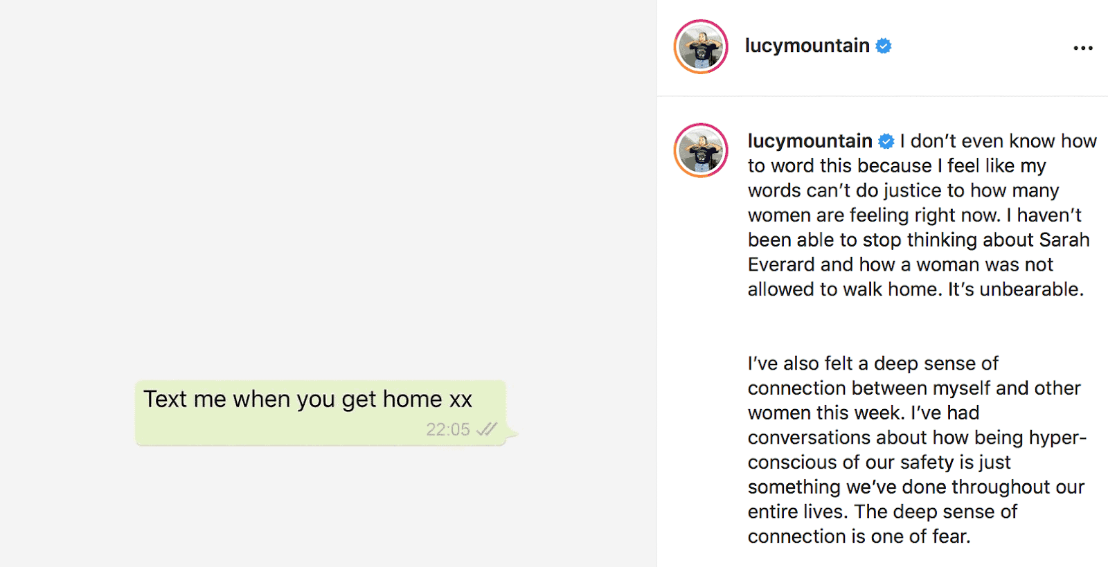Asking someone to text you when they get home has become a normal practice, and that says something about the lack of safety in public spaces.
