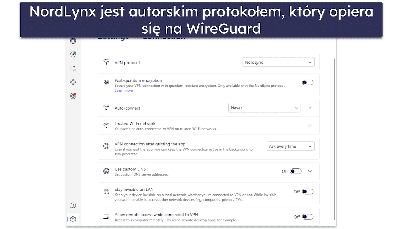 🥉3. NordVPN — świetne wsparcie WireGuard dzięki protokołowi NordLynx