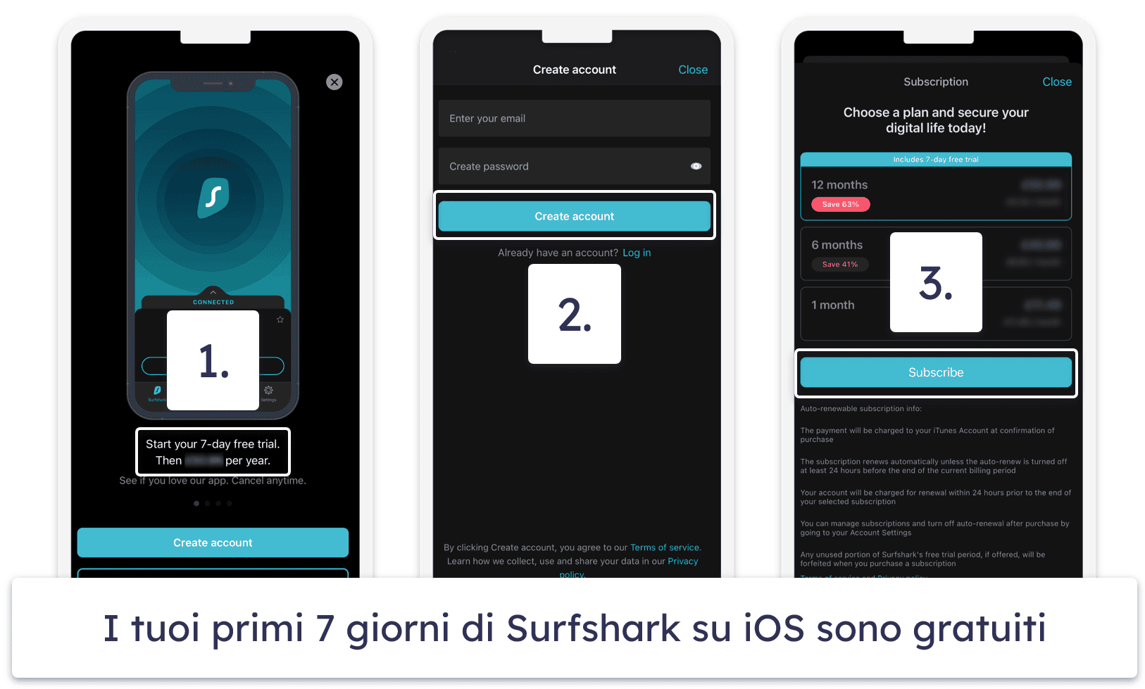 Come richiedere la prova gratuita di 7 giorni di Surfshark (su dispositivi mobili e macOS)