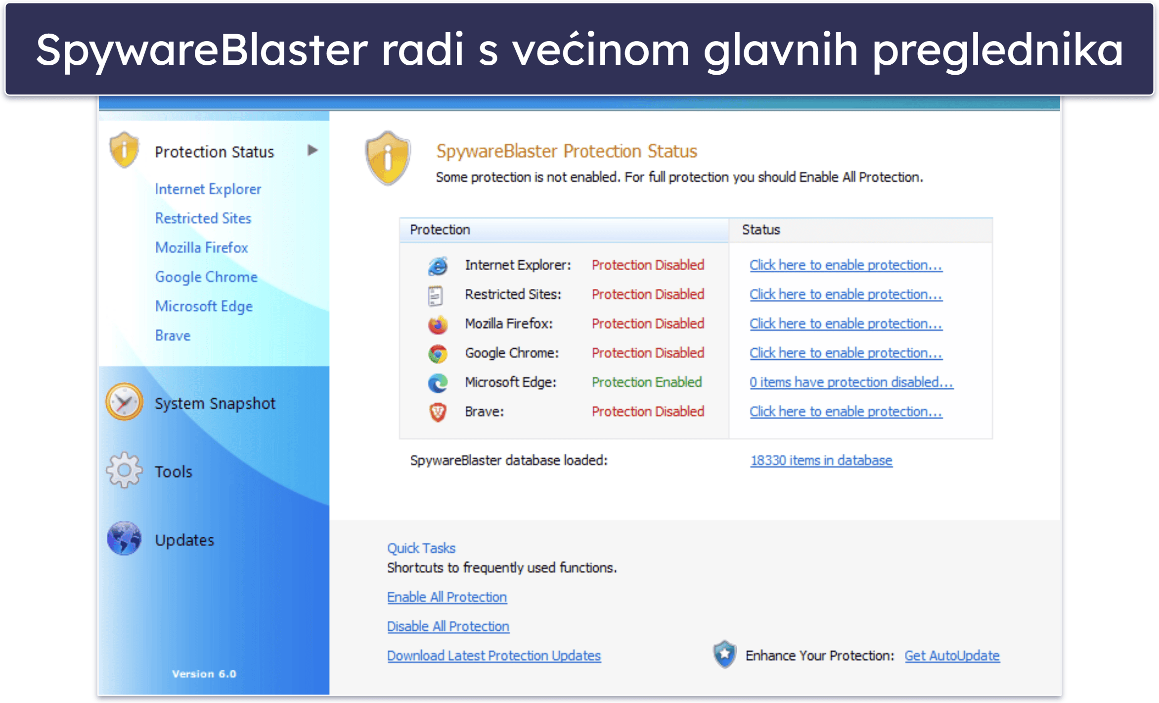 Bonus. SpywareBlaster – najbolji za dodatnu zaštitu pri pregledavanju