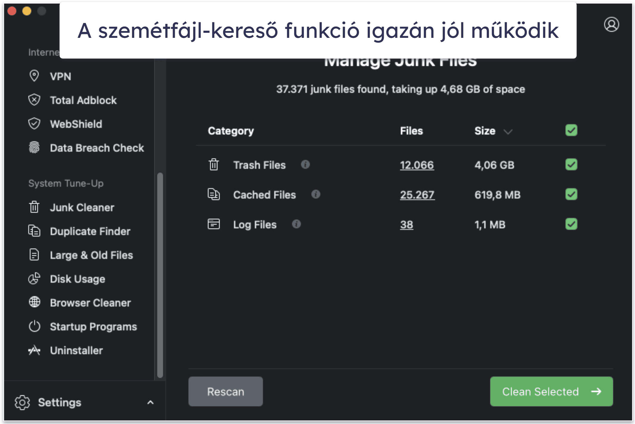 2.🥈 TotalAV Free for Mac: Jó víruskereső motor, plusz 7 napos ingyenes próbaverzió a Premium csomagban