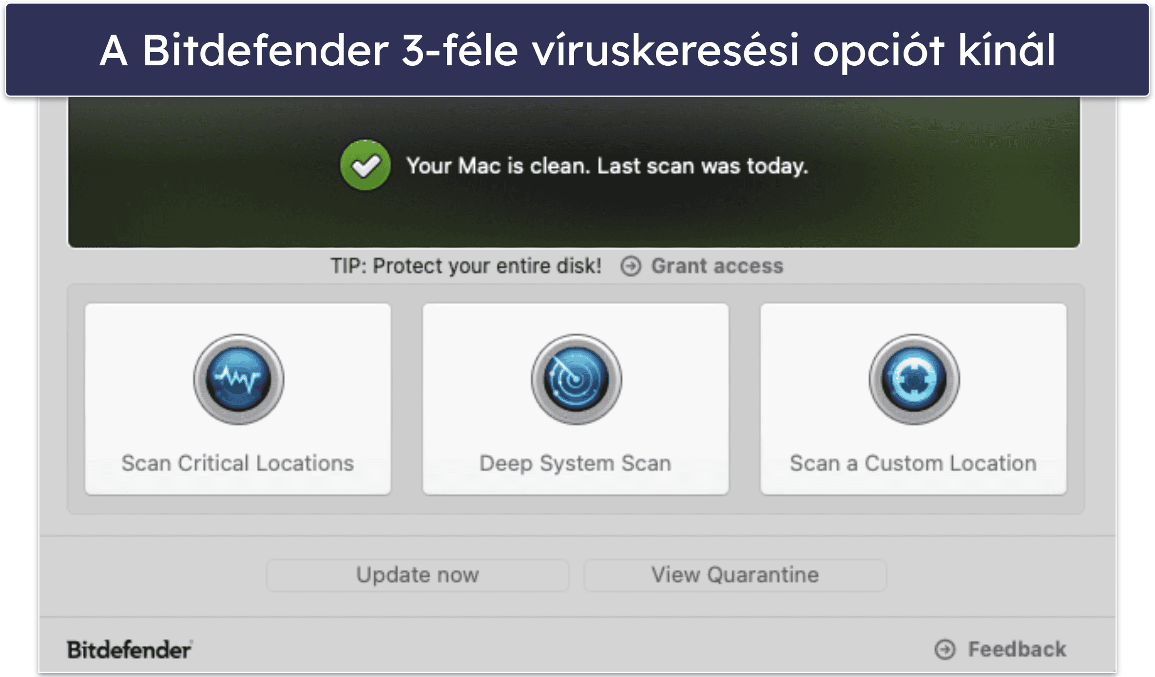 3.🥉 Bitdefender Virus Scanner for Mac: Kiváló felhő alapú kártevőirtás