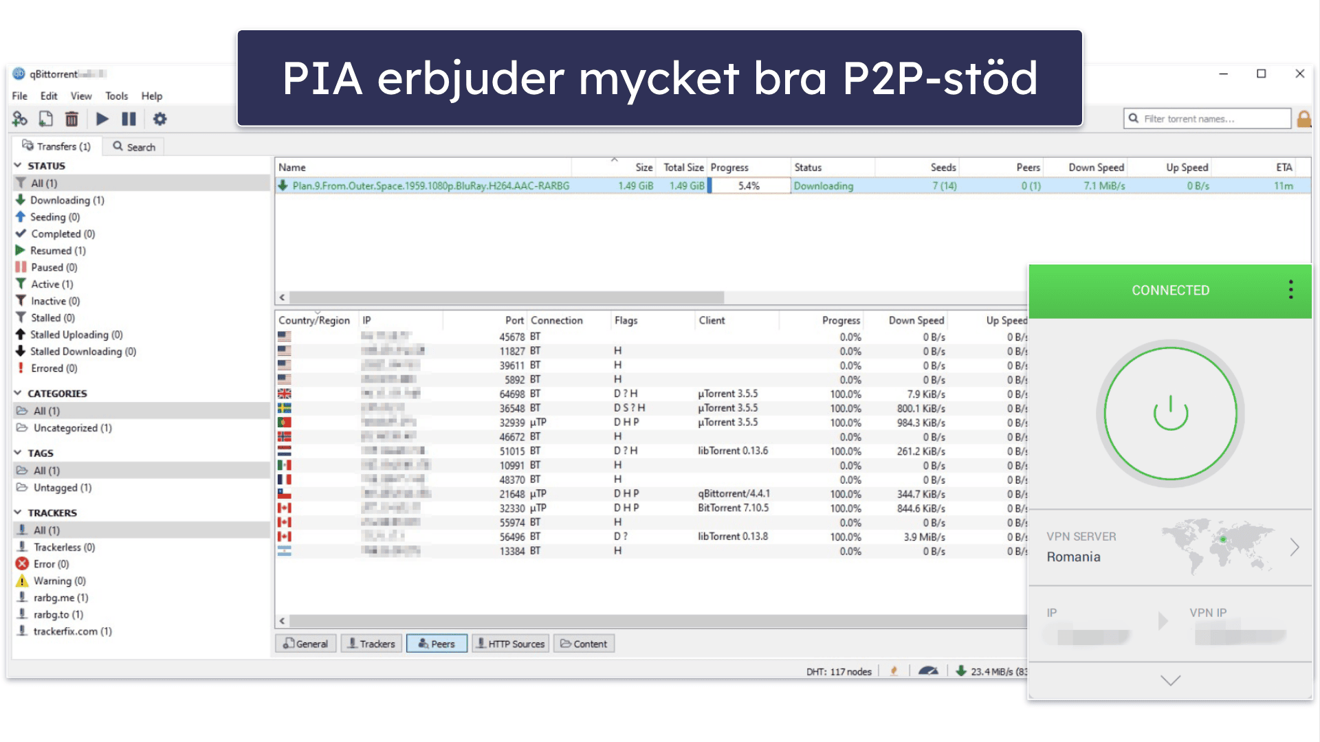 🥈2. Private Internet Access — Torrent-vänlig VPN för Sverige