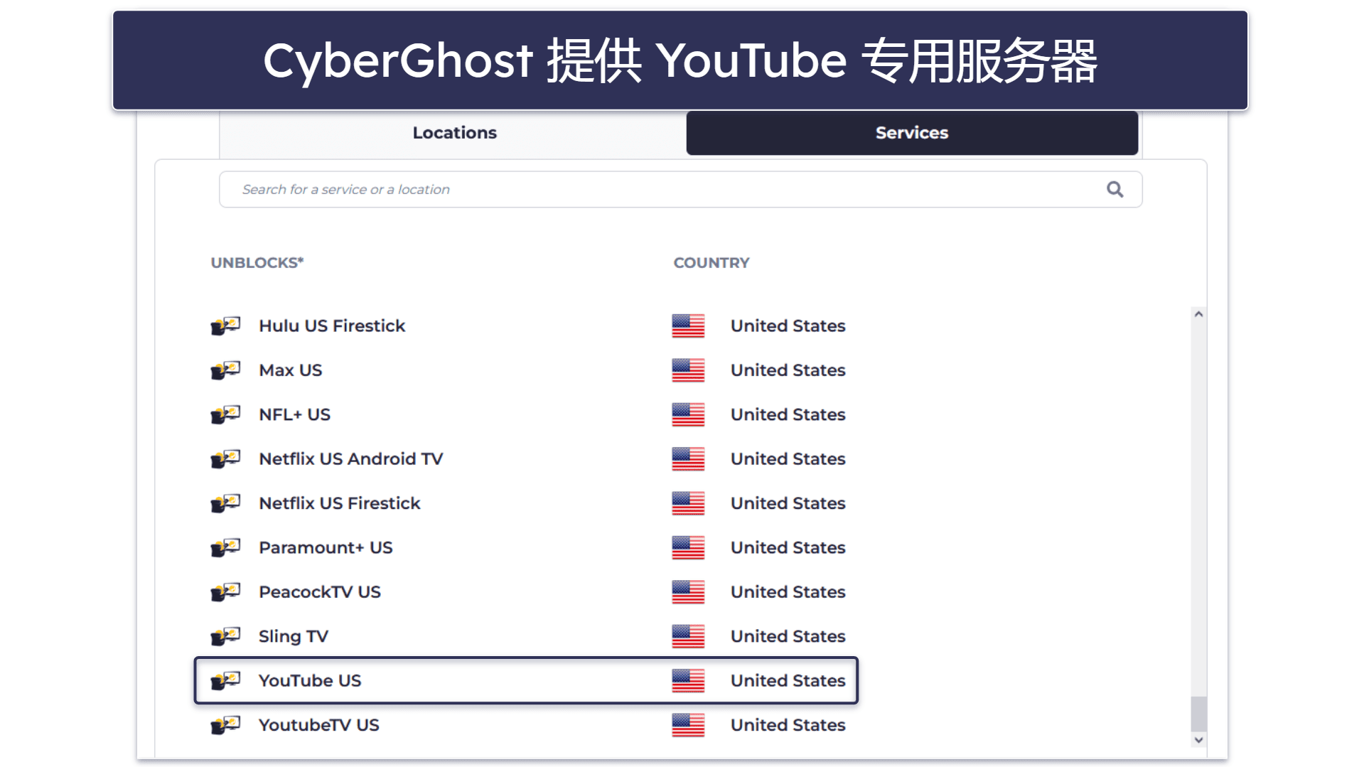 🥉3. CyberGhost VPN:流媒体专用服务器 + 自动化工具