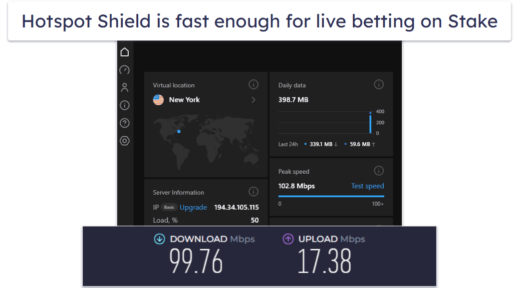 🥉3. Hotspot Shield — Good Free VPN with Fast Speeds for Stake