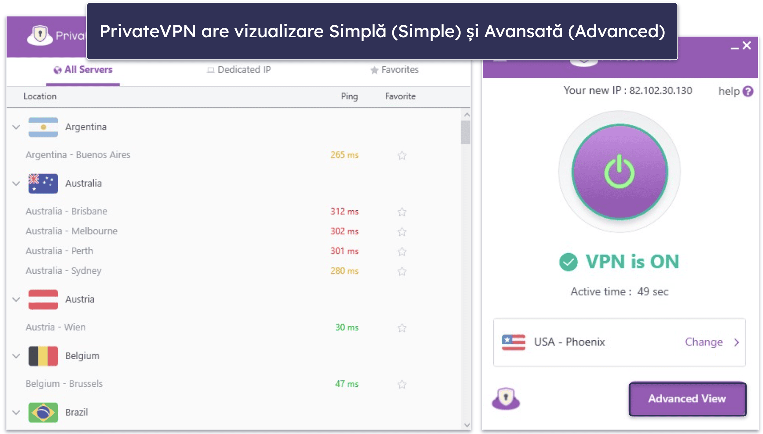 🥉3. PrivateVPN: Foarte Intuitiv (bun pentru începători)